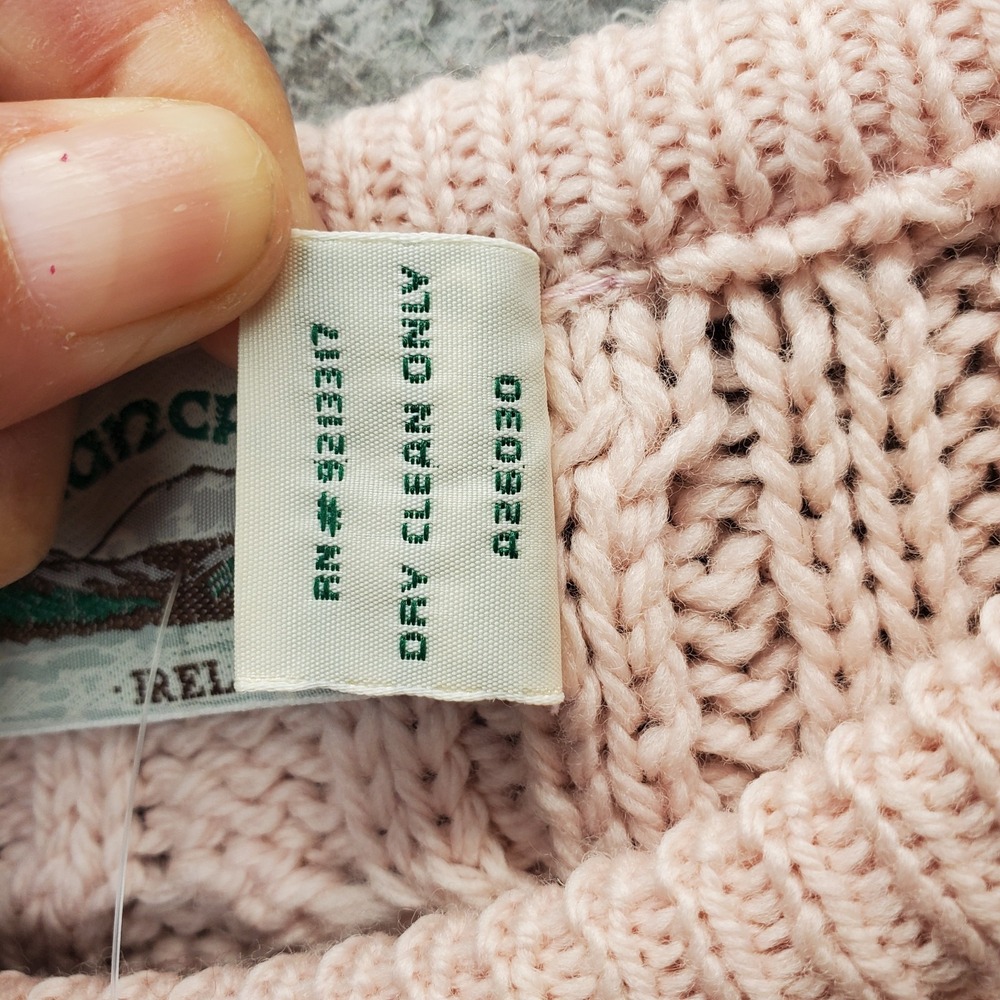 Vintage Aran Crafts Ireland Knitted Sweater Womens XL Pink Merino Wool Crew Neck - Picture 7 of 7
